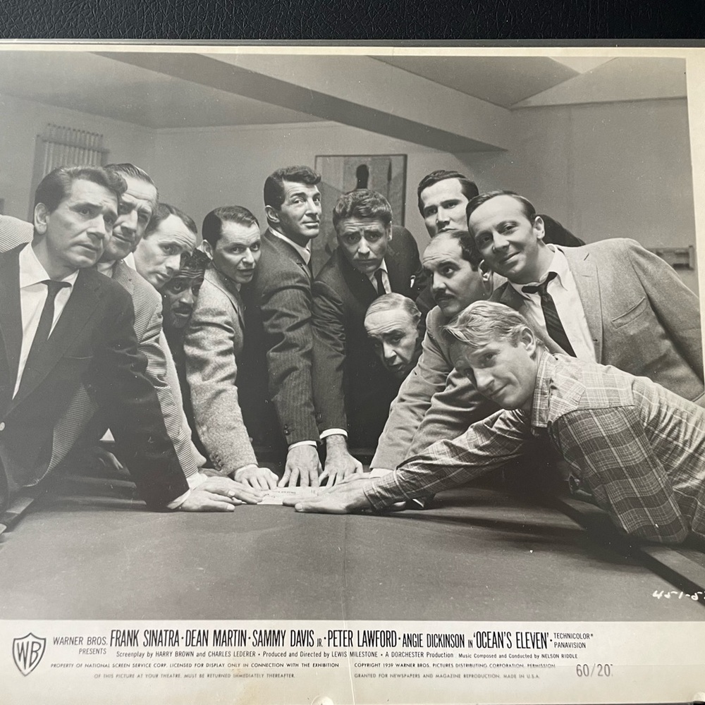 Vintage movie still from the original Ocean’s Eleven (1960).